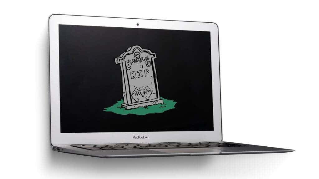 Mac with tombstone on the screen 