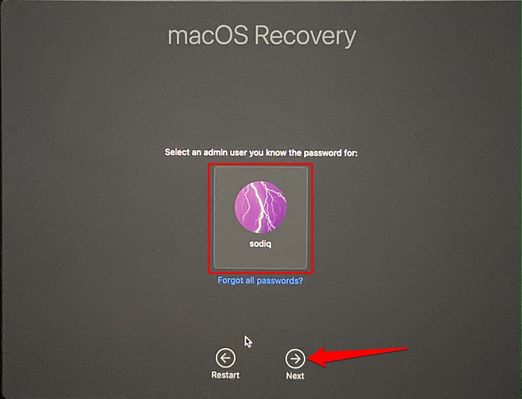 macOS Recovery page
