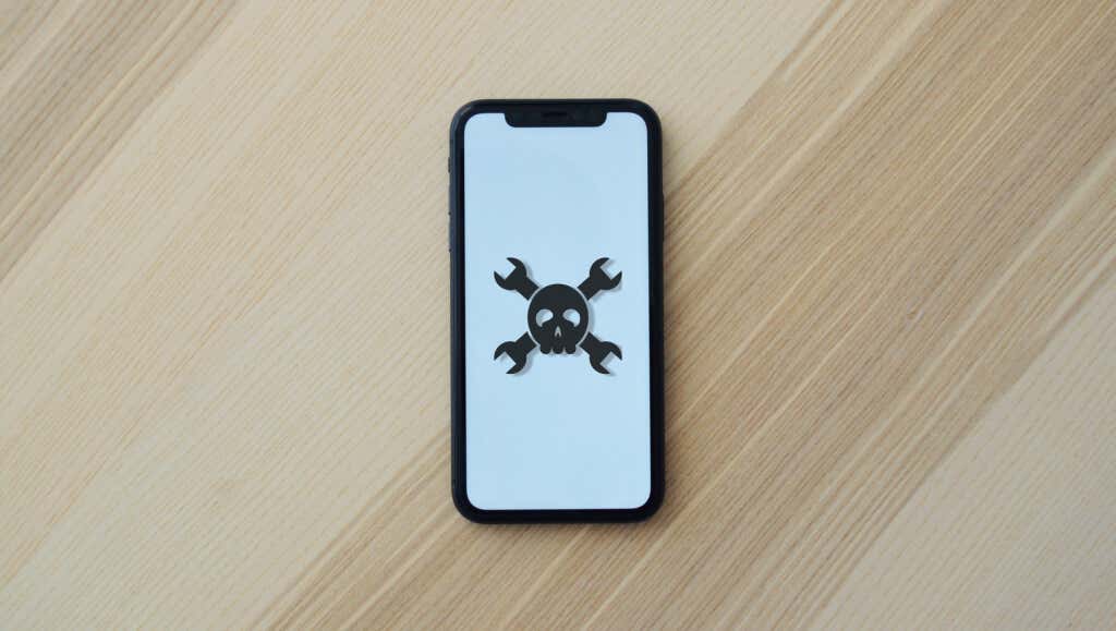 Skull and crossbones on an iPhone