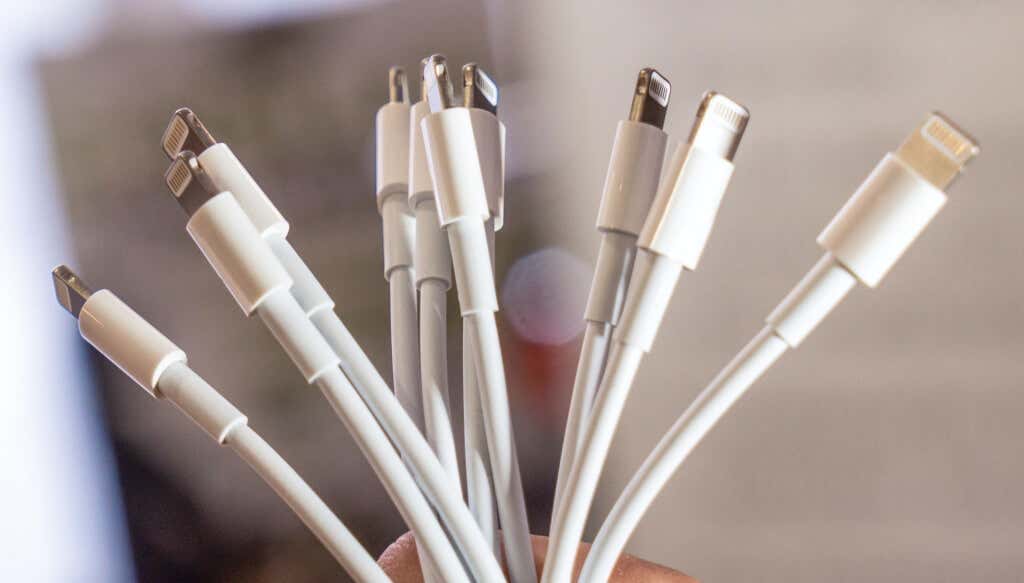 A bunch of lightning cables 
