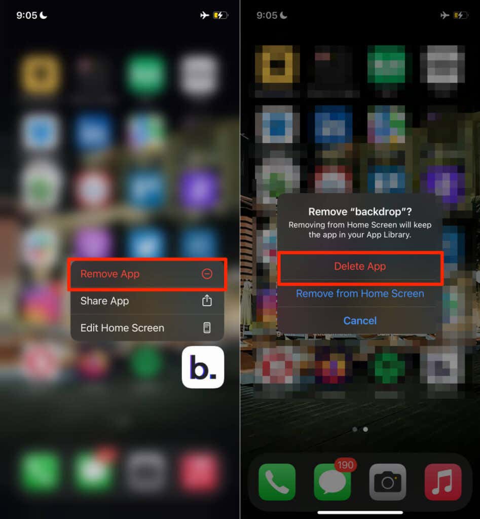 Remove App > Delete App 