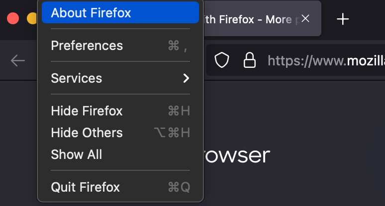 Firefox > About Firefox 