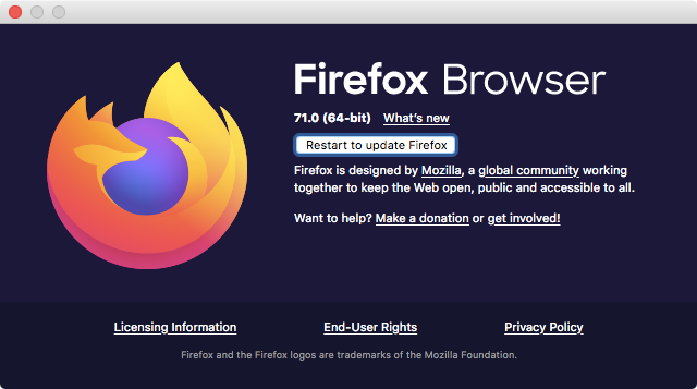 Restart to update Firefox 