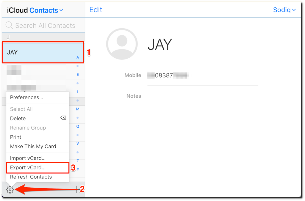 Visual instructions downloading contacts