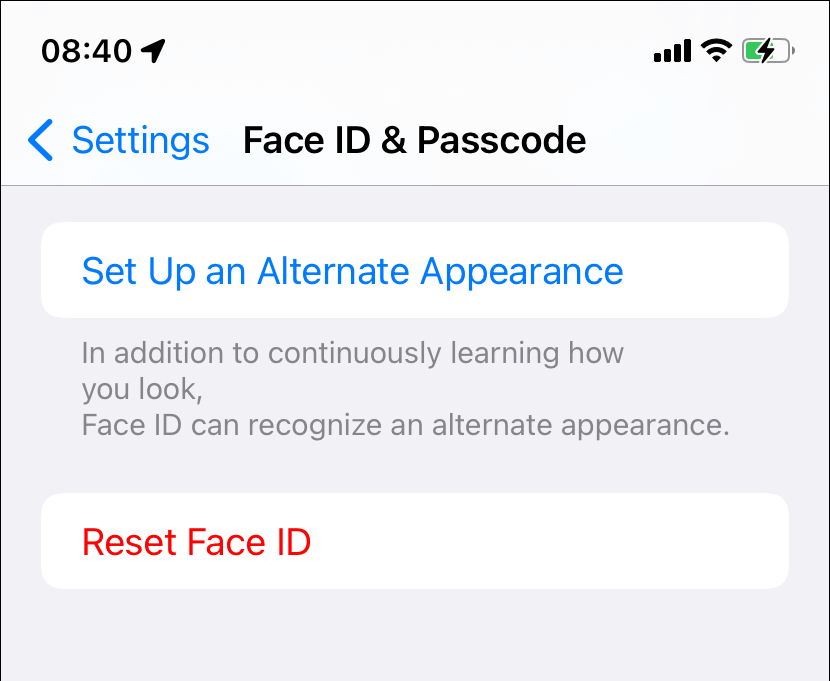 Settings > Face ID & Passcode > Set Up an Alternate Appearance