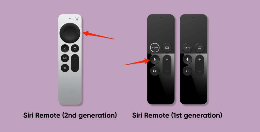 Siri buttons on 1st and 2nd generation Siri Remotes