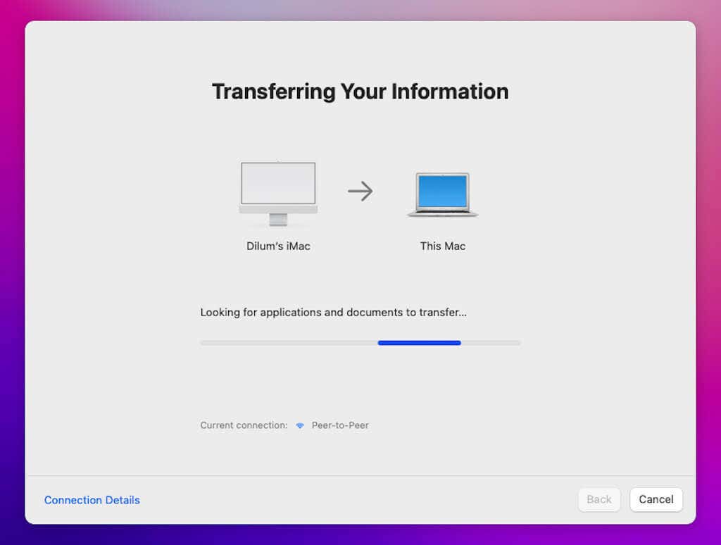 Transferring Your Information screen