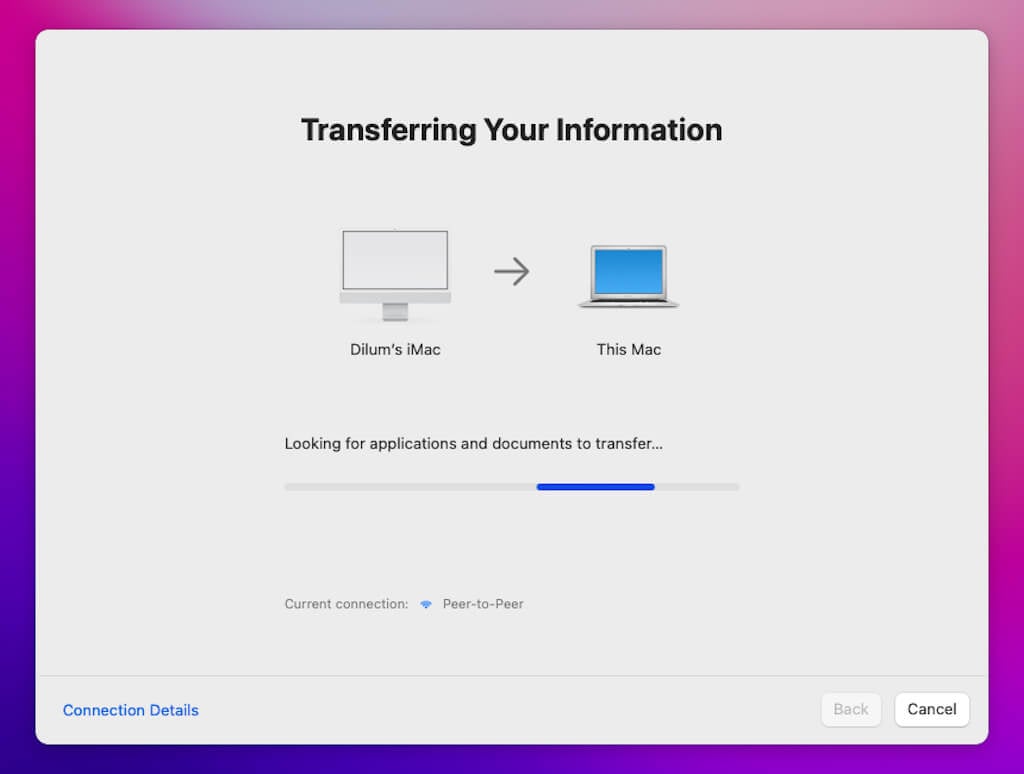 Transferring Your Information screen