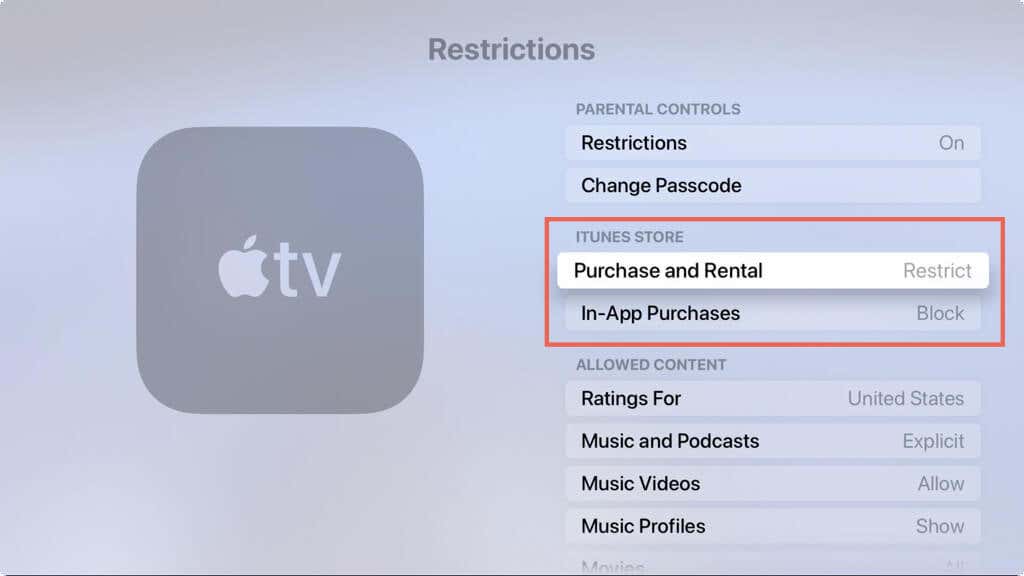 Restrictions > iTunes Store 