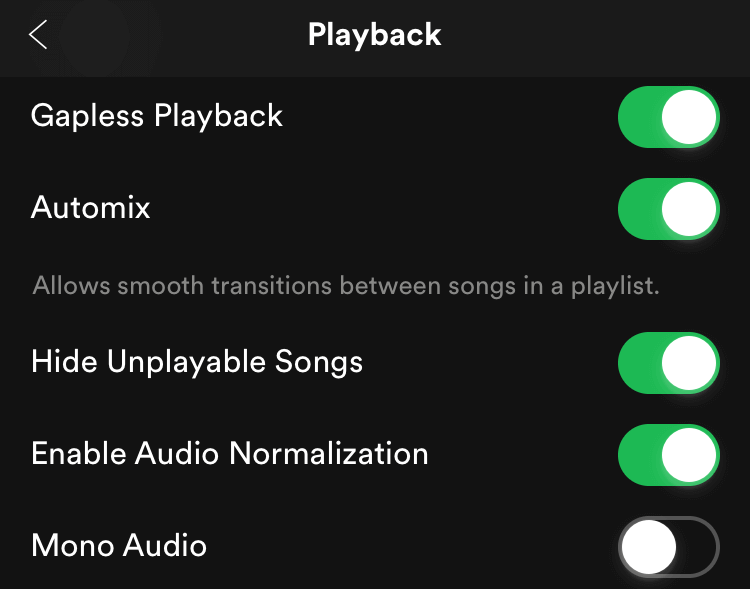 Spotify settings