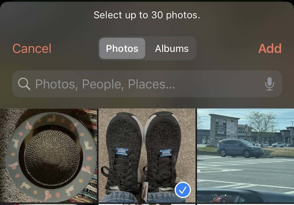 Select photos and tap Add