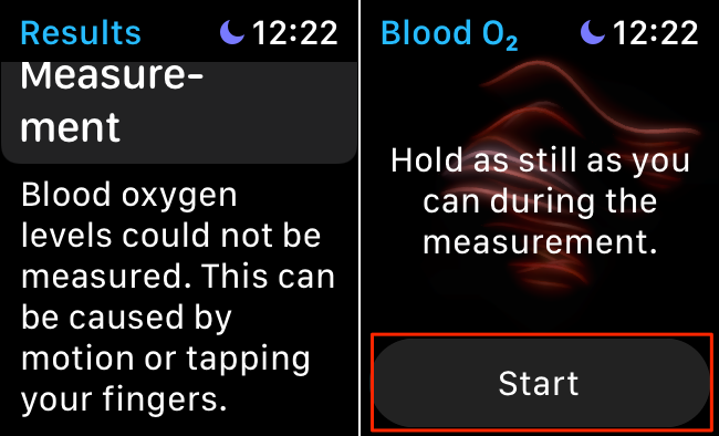 Blood oxygen levels could not be measured screen 