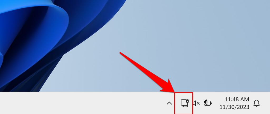 Network Connection icon in Windows taskbar