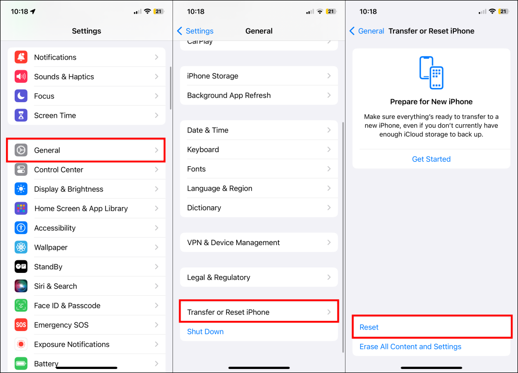 Steps to reset network settings in iPhone 