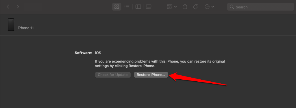 "Restore iPhone" option in DFU mode on Mac