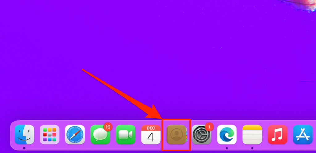 Contacts app icon on a Mac Dock