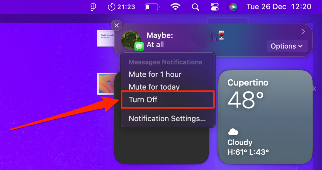 Turn Off Do Not Disturb in Mac Notification Center
