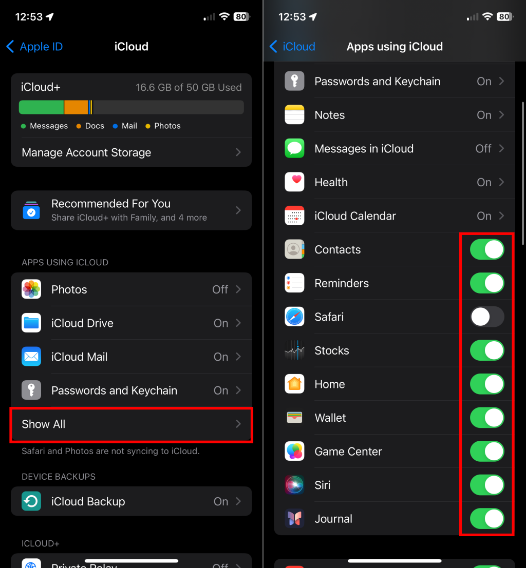 Turn off apps using iCloud on iPhone