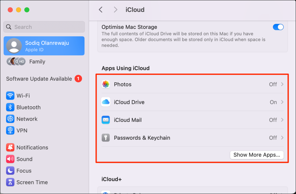 Apps using iCloud on Mac