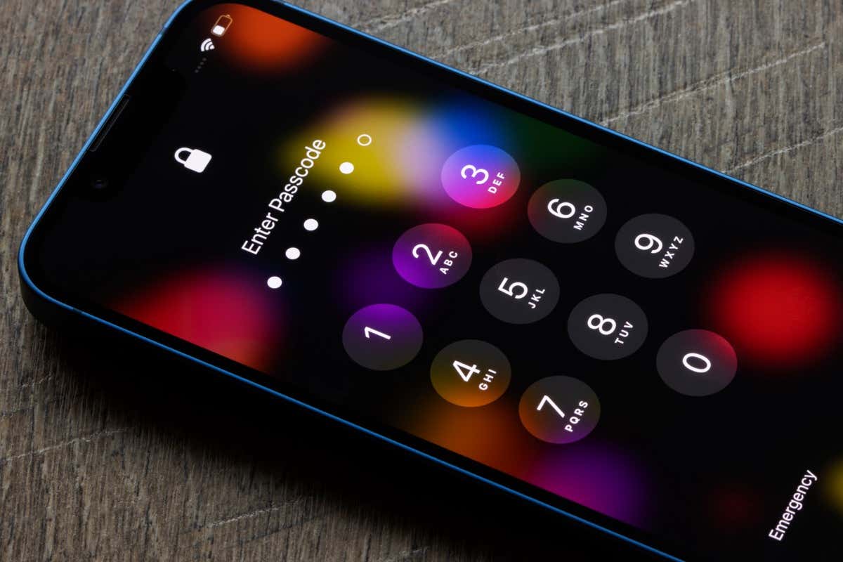 iPhone display with Enter Passcode on the screen with the number keypad