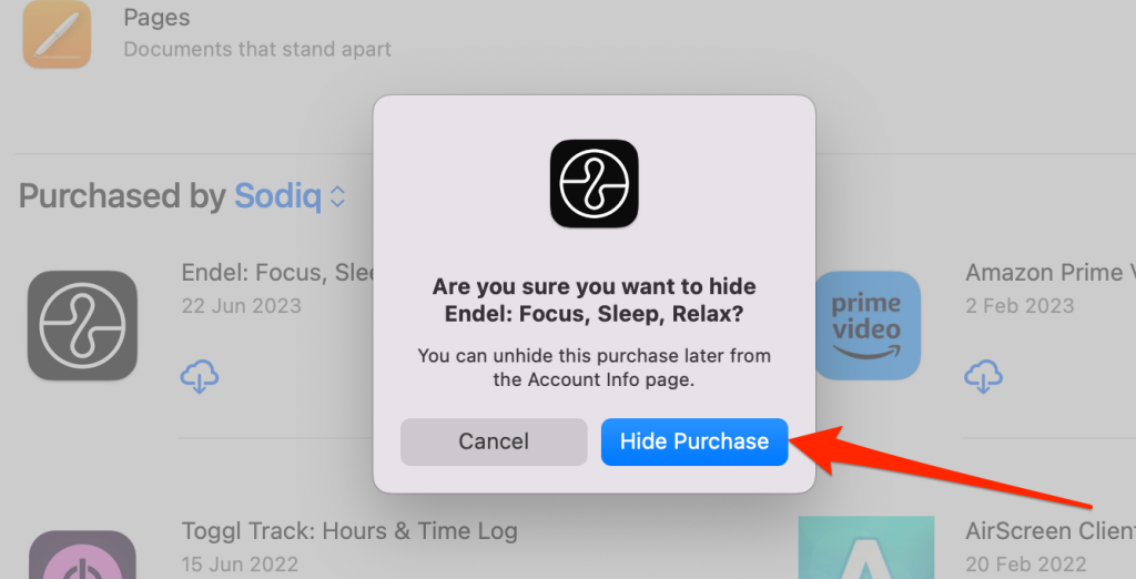 Hide Purchase History on Mac App Store