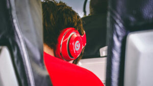 Person listening to music.