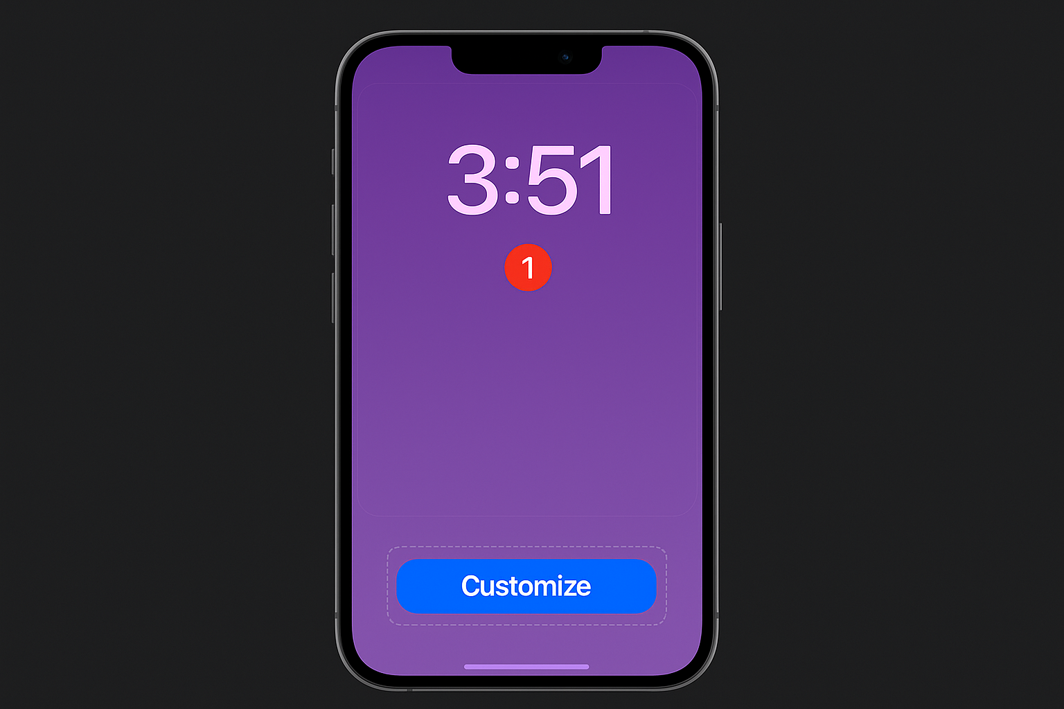 Lock Screen showing long press customization interface with Customize button highlighted