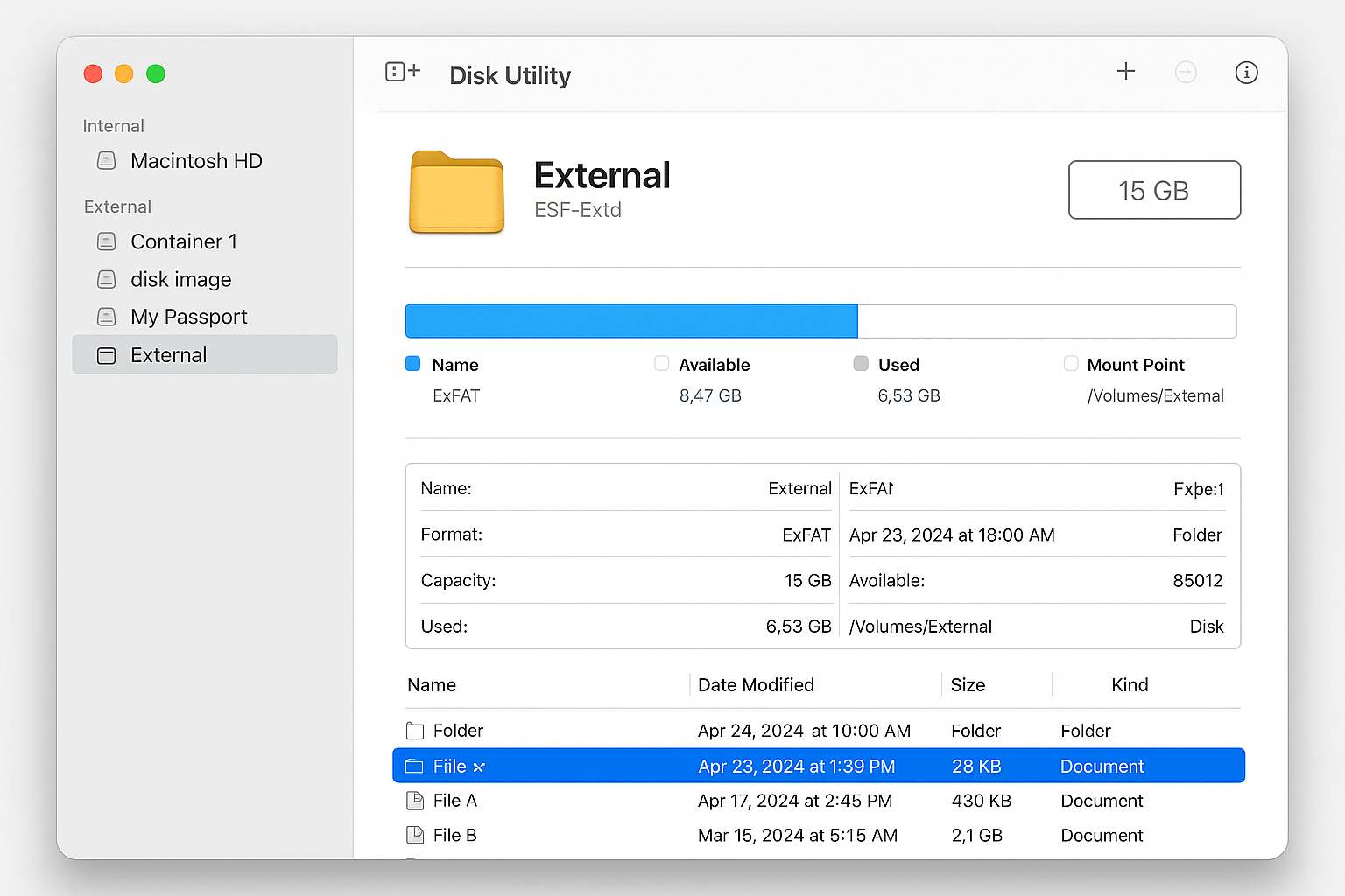 Disk Utility showing drive management interface