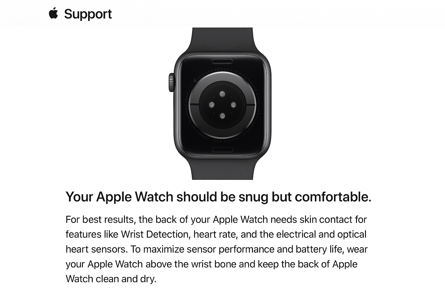 Apple Watch back sensors and proper wrist positioning for heart rate detection