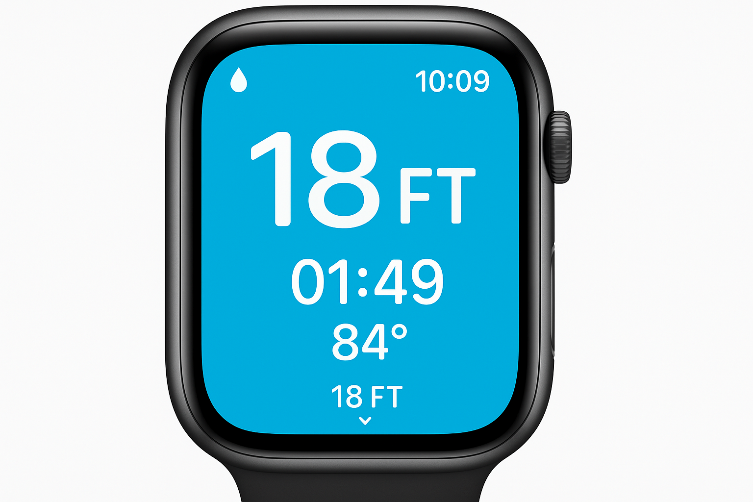 Apple Watch GPS calibration screen and weather app displaying water conditions