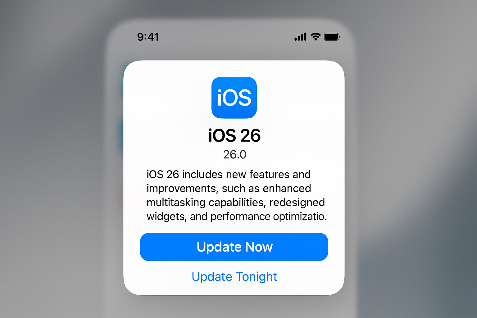 Final confirmation dialog for restore and update to iOS 26
