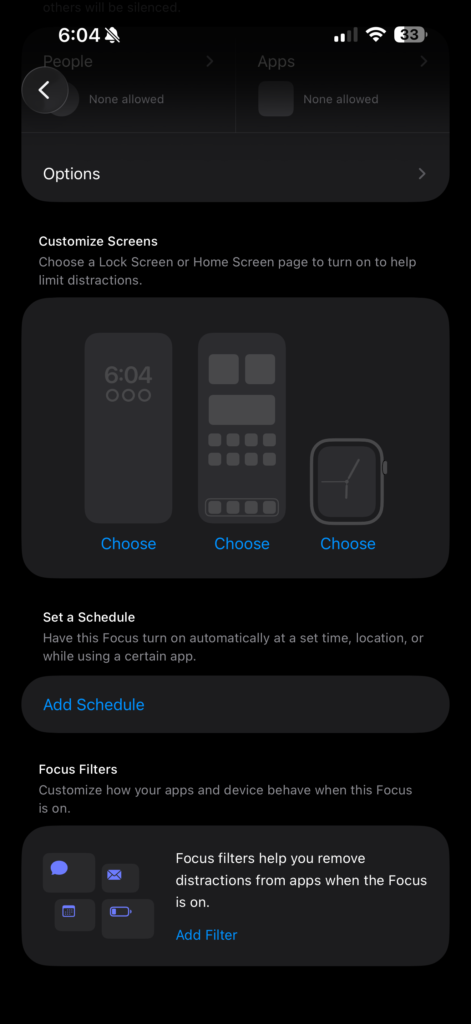 do not disturb iphone 2 - Switching To Mac iPhone Settings app showing the Do Not Disturb configuration page with the Scheduled toggle and emergency bypass options for Calls from Favorites and Repeated Calls visible
