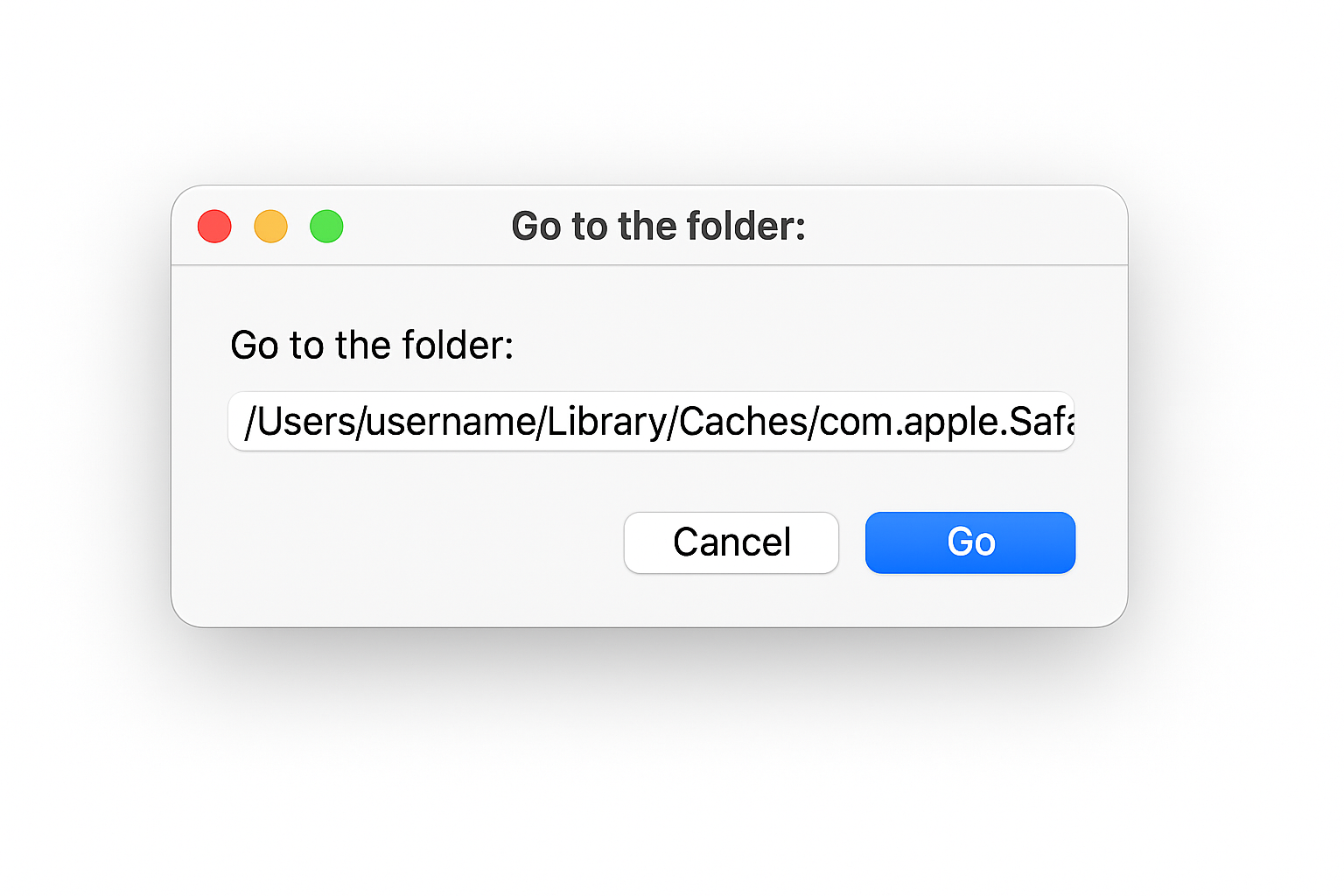 Finder Go to Folder dialog with Safari cache path