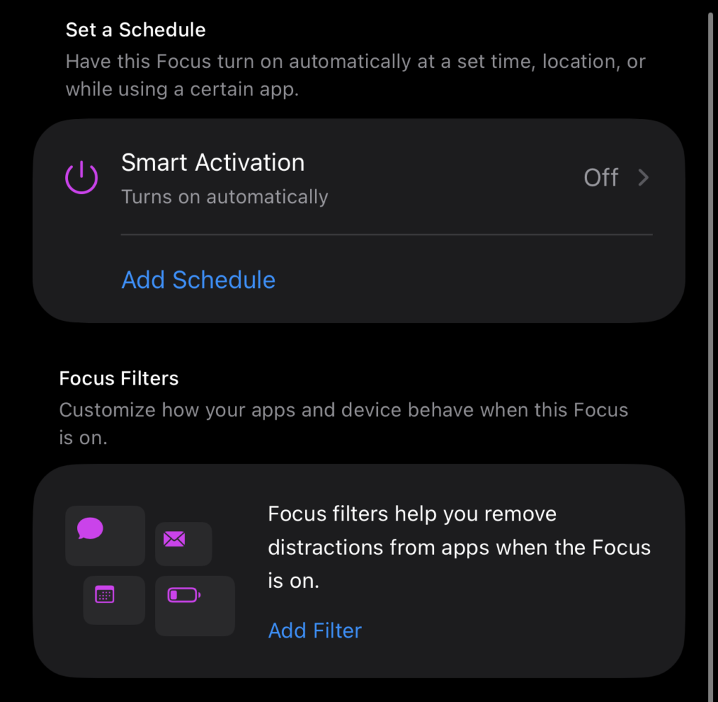 focus modes smart activation - Switching To Mac Focus modes smart activation