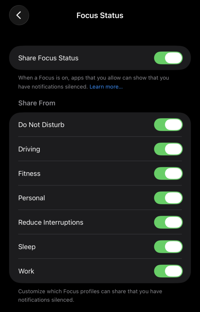 focus status - Switching To Mac