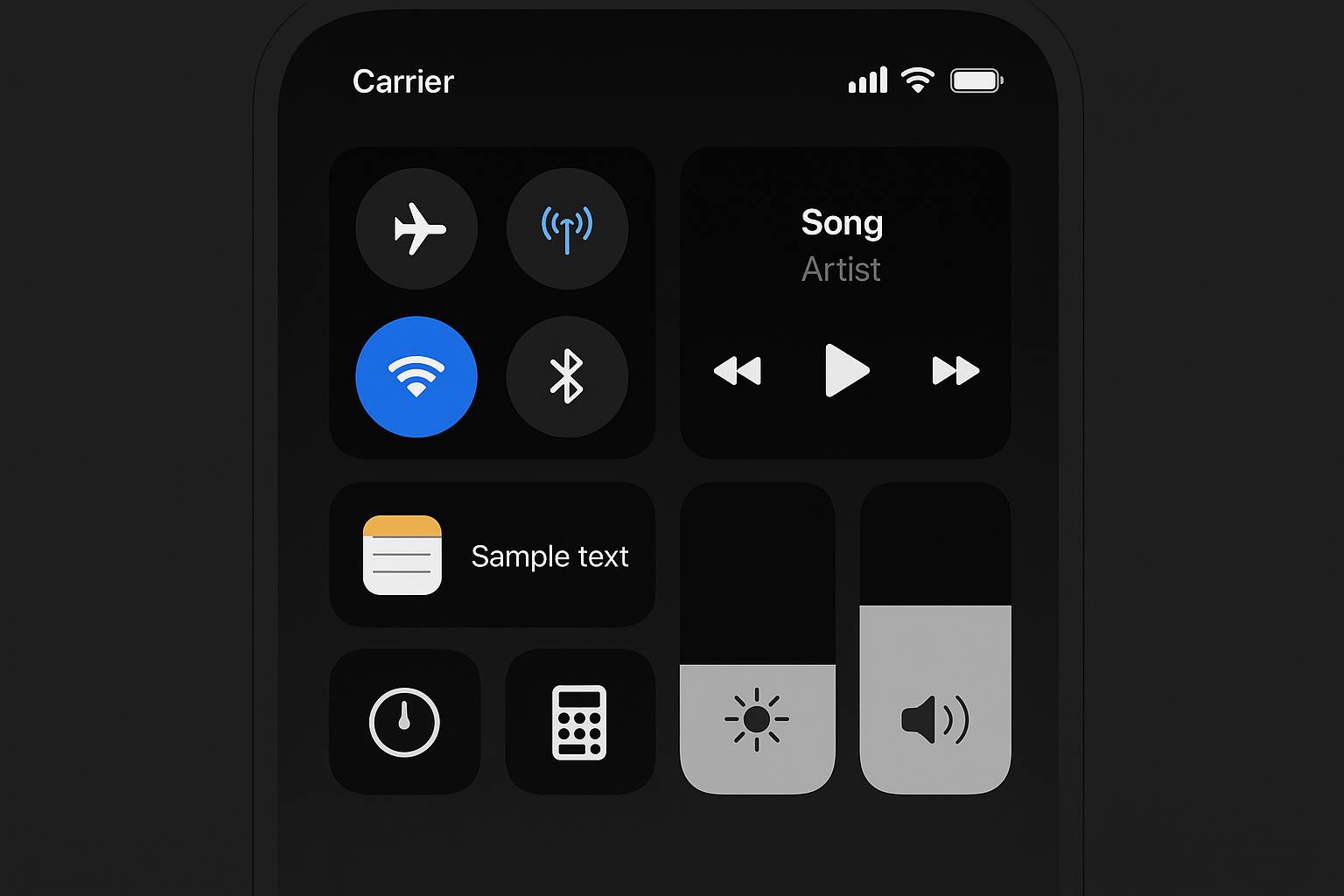 Notes control in Control Center