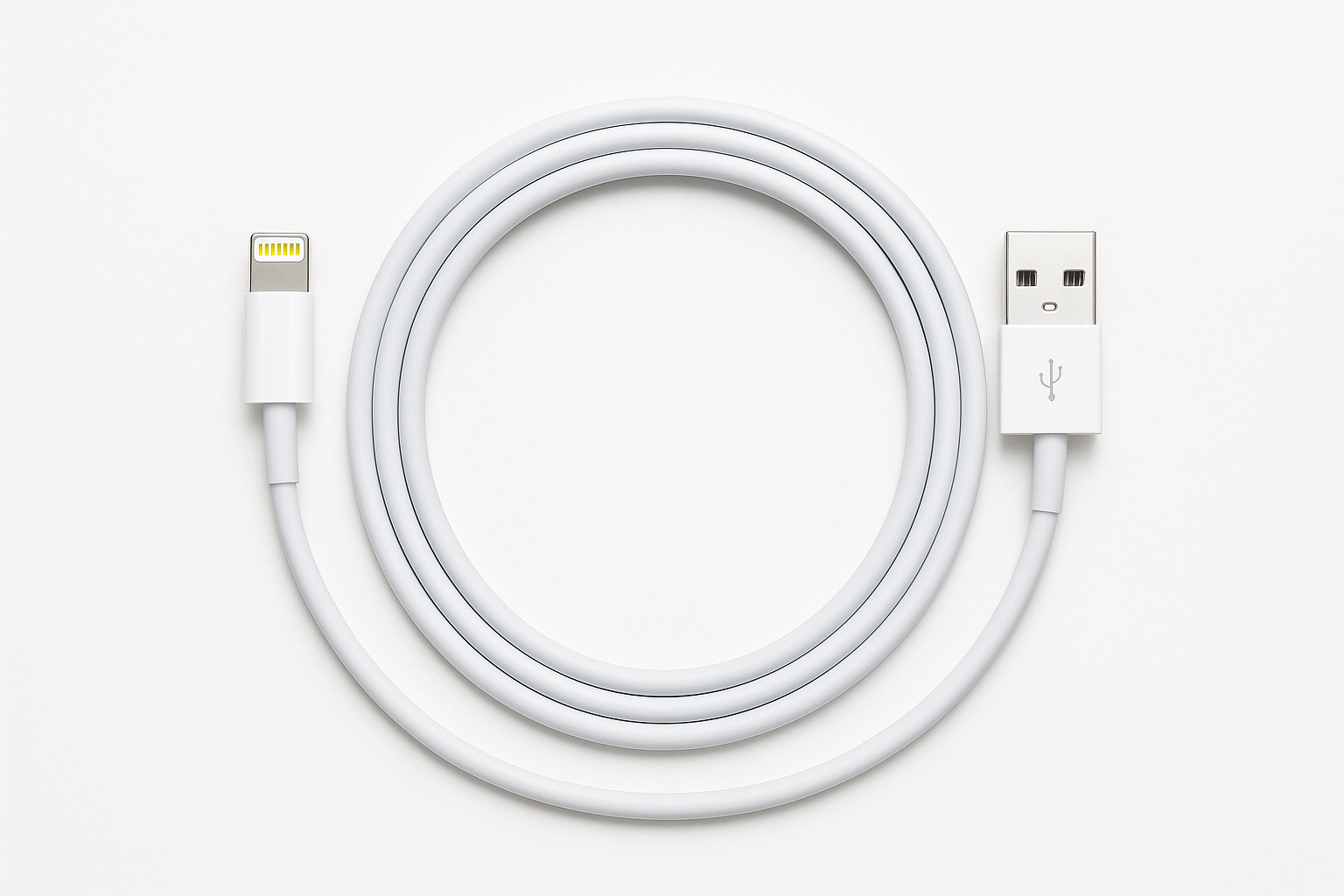 White Apple charging cable