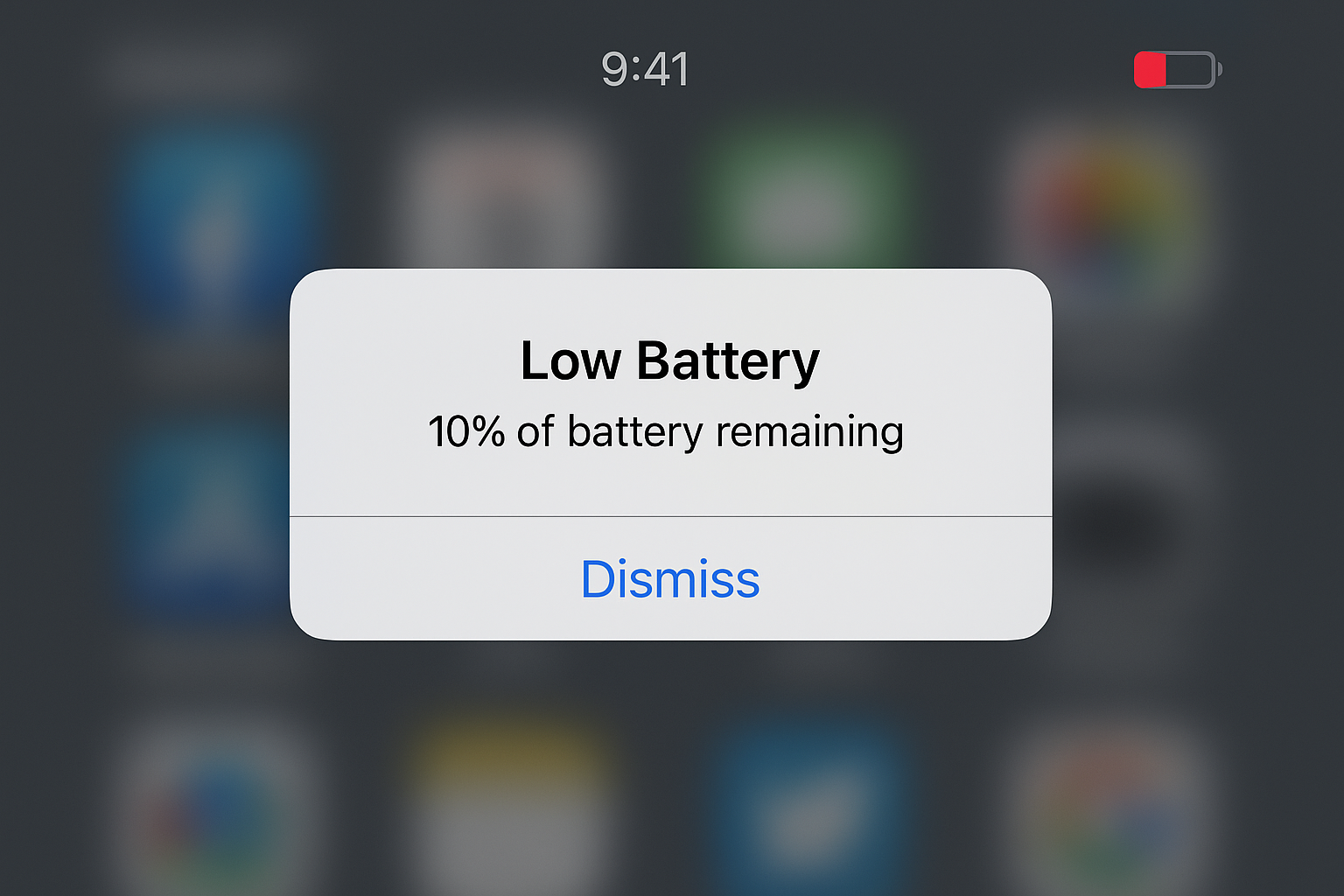 Low Battery alert on iPhone screen