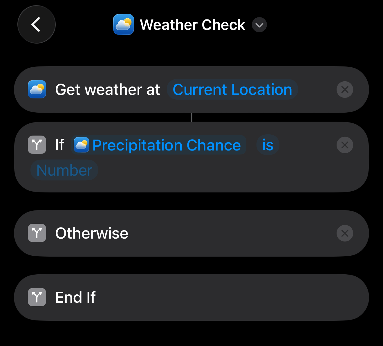 if statement - Switching To Mac Add weather check forecast shortcut