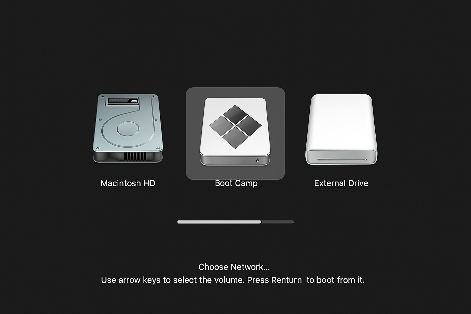 Startup Manager showing boot options