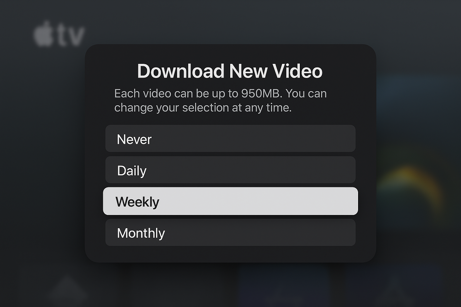 Download video screensavers window on Apple TV 4K