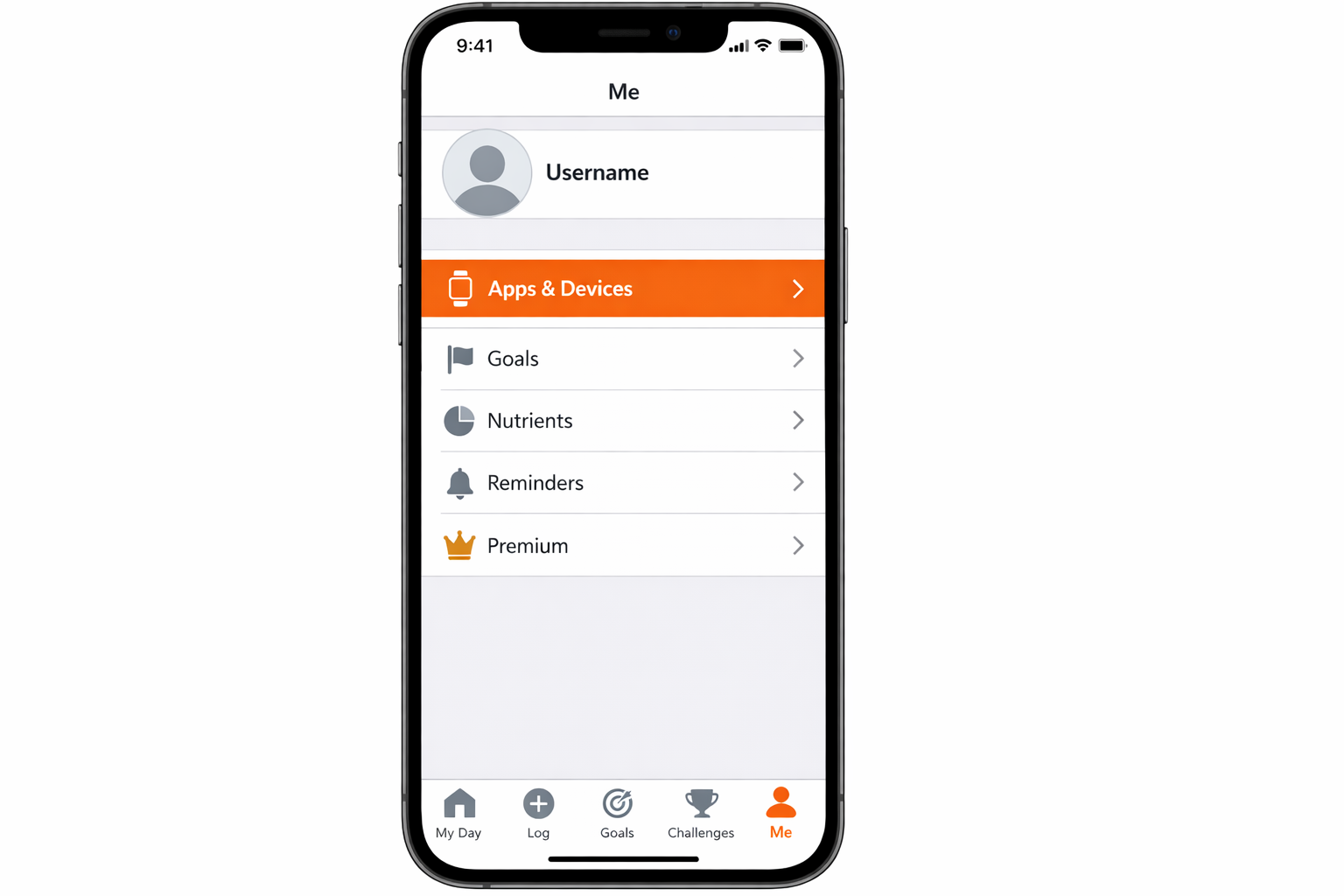 Lose It Me screen with Apps & Devices option highlighted