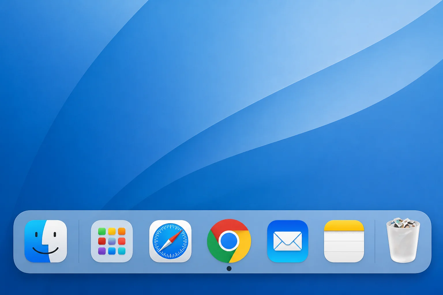 Dock showing the Google Chrome icon with the small running indicator dot beneath it