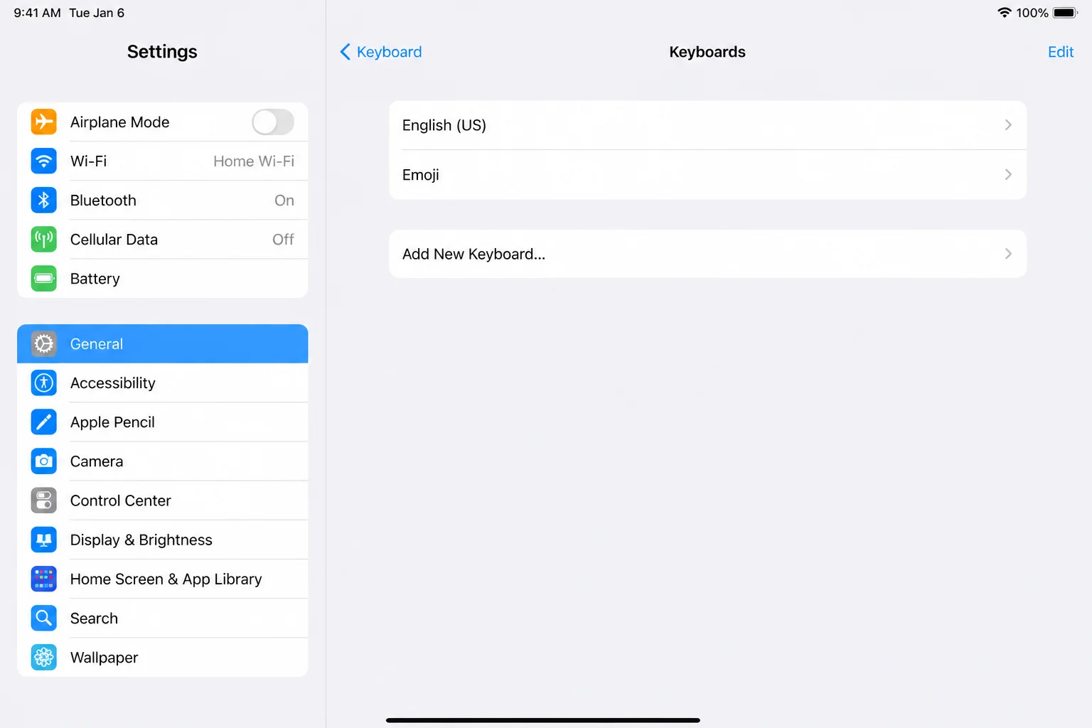 Apple support documentation showing the Keyboard settings screen with the Keyboards list where third-party keyboards are managed