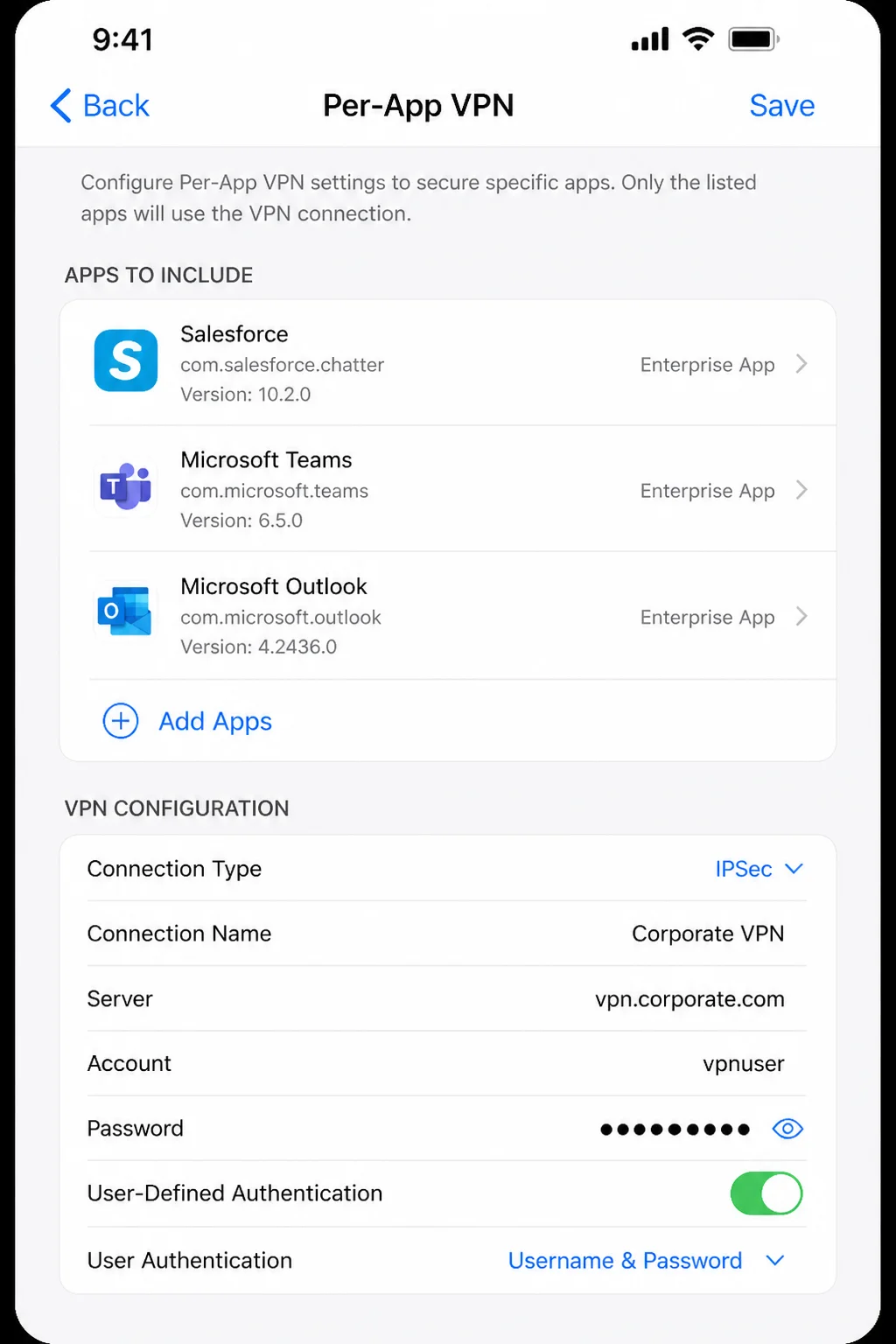 Provider app’s connection-method or protocol section showing the available supported methods without assuming which option is selected